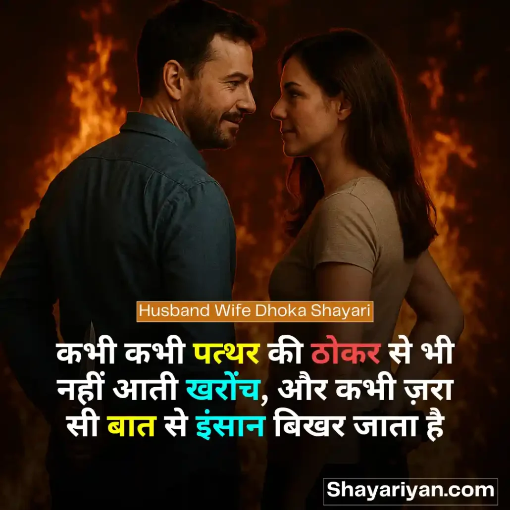Husband Wife shayari in hindi 👩🏻❤️👨🏻 पति पत्नी शायरी Husband Wife Dhoka Shayari